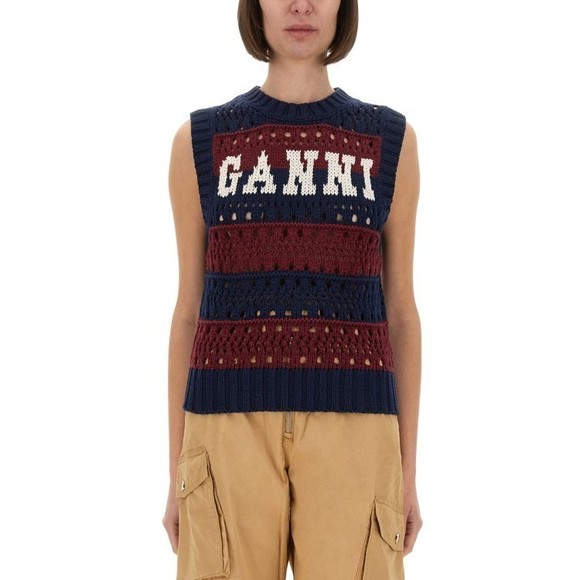 Ganni Sweaters - Ganni Knitted Sleeveless Top With Bold Logo - NWT
